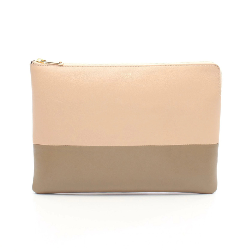 Celine Shoulder Bag Leather Beige Cream